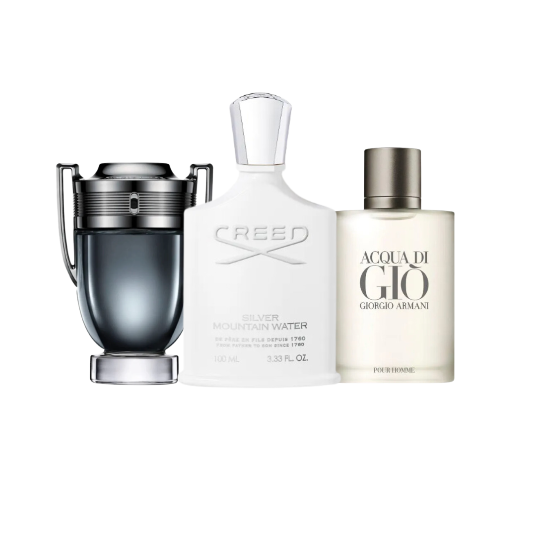 Perfume Paco Rabanne Invictus + Creed Silver Mountain Water + Armani Acqua Di Gio